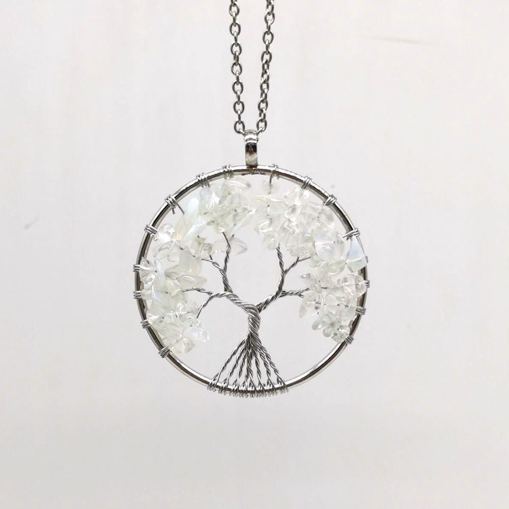 Natural Tree of Life Crystal Pendant Necklace opal by HitMyNeed