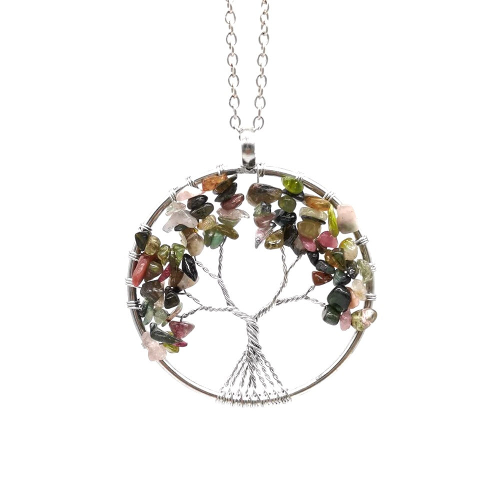 Natural Tree of Life Crystal Pendant Necklace tourmaline by HitMyNeed