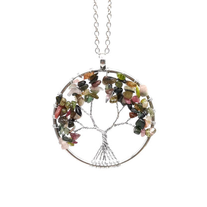 Natural Tree of Life Crystal Pendant Necklace tourmaline by HitMyNeed