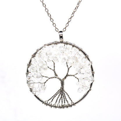 Natural Tree of Life Crystal Pendant Necklace white-crystal by HitMyNeed