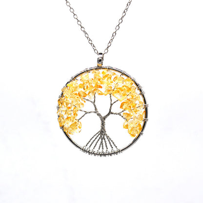 Natural Tree of Life Crystal Pendant Necklace yellow by HitMyNeed