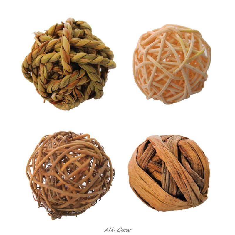Natural Willow Chew Balls for Rabbits (4-Pack) by HitMyNeed