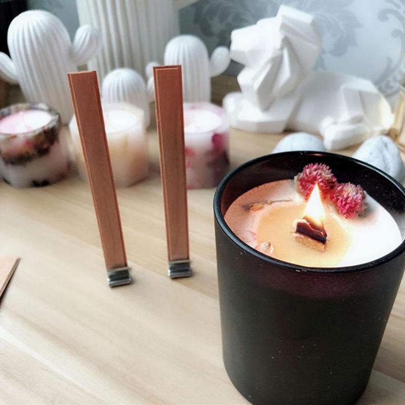 Natural Wood Candle Wicks with Stands (100 Pack) by HitMyNeed
