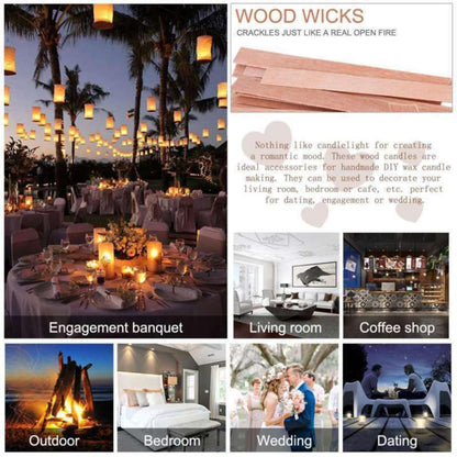 Natural Wood Candle Wicks with Stands (100 Pack) by HitMyNeed
