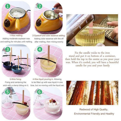 Natural Wood Candle Wicks with Stands (100 Pack) by HitMyNeed
