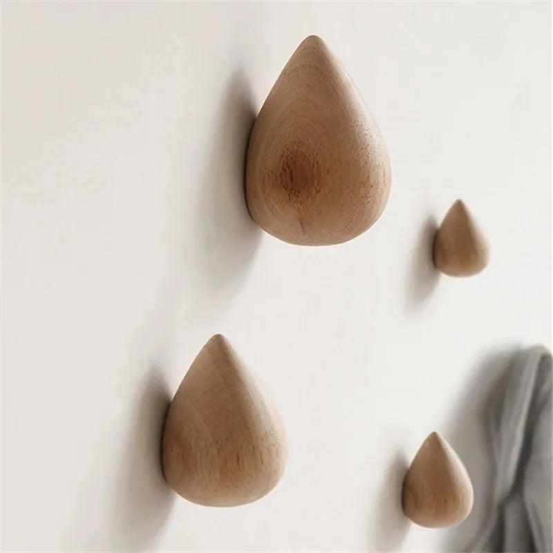 Natural Wood Wall Coat Hook Water Drop Design by HitMyNeed