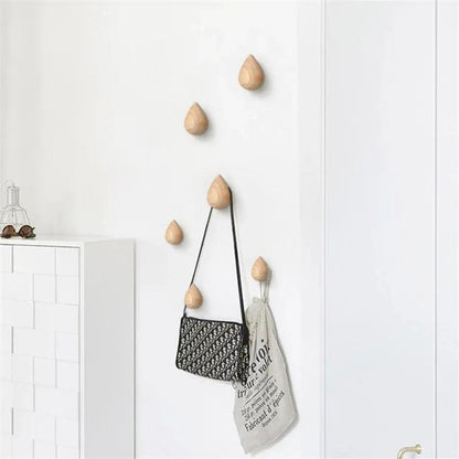 Natural Wood Wall Coat Hook Water Drop Design by HitMyNeed