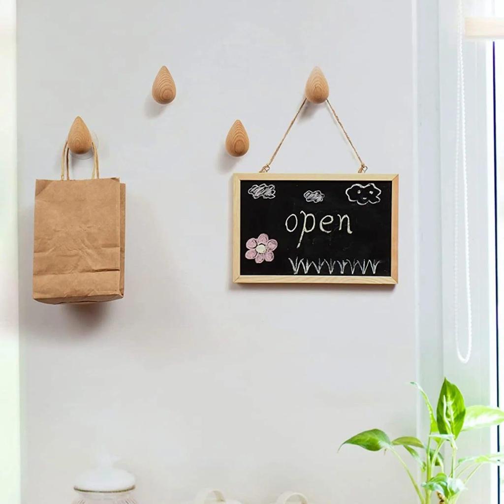 Natural Wood Wall Coat Hook Water Drop Design by HitMyNeed