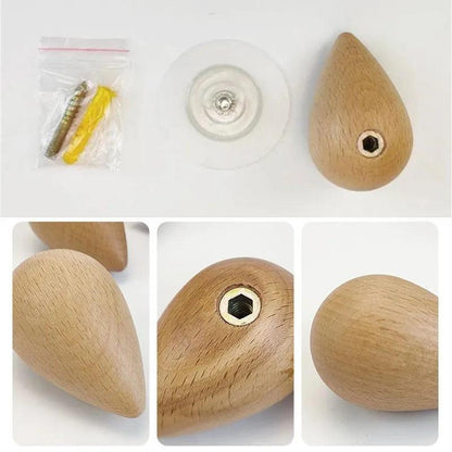 Natural Wood Wall Coat Hook Water Drop Design by HitMyNeed