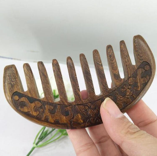 Natural Wood Wide Tooth Comb for All Hair Types by HitMyNeed