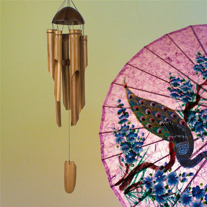 Natural Wooden Bamboo Wind Chime 71cm by HitMyNeed