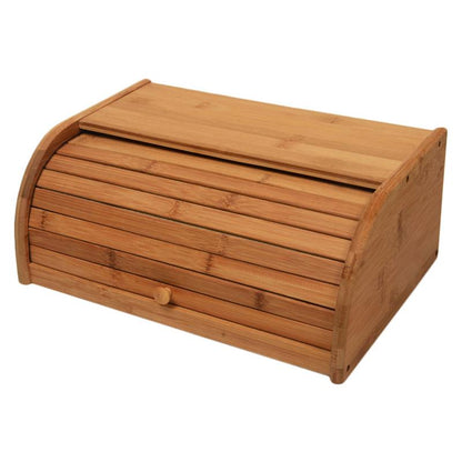 Natural Wooden Bread Box with Roll-Top Lid by HitMyNeed