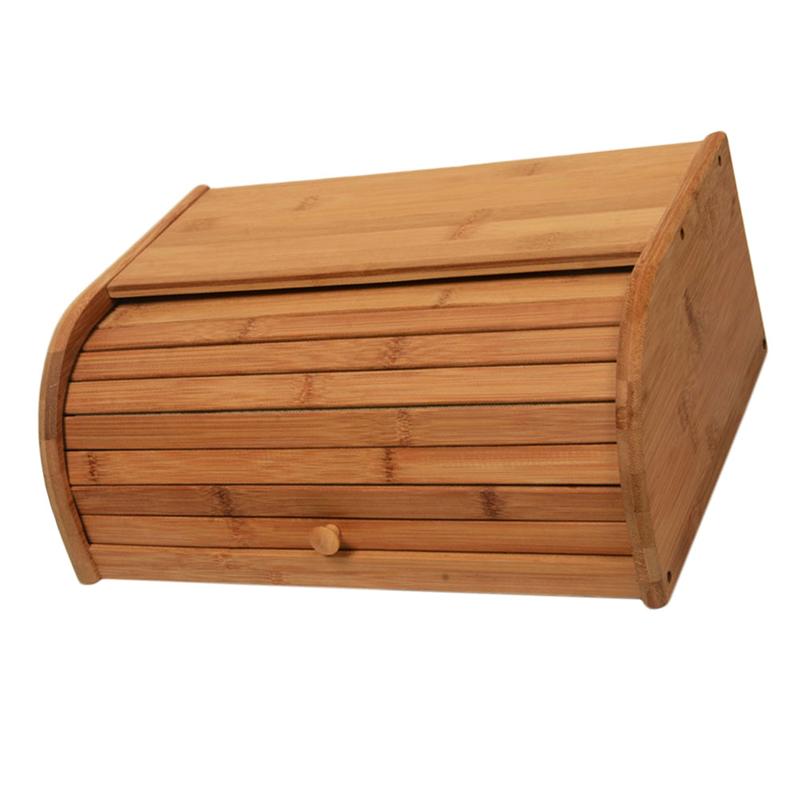Natural Wooden Bread Box with Roll-Top Lid by HitMyNeed