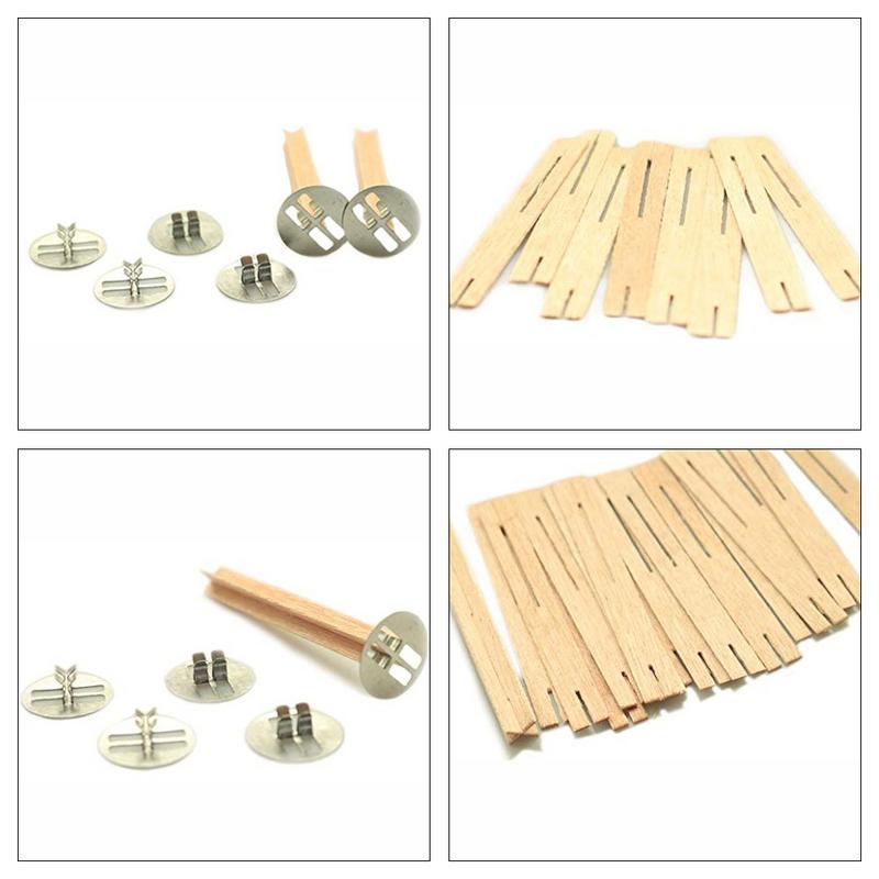 Natural Wooden Candle Wicks with Bases (50 Pack) by HitMyNeed