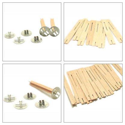 Natural Wooden Candle Wicks with Bases (50 Pack) by HitMyNeed