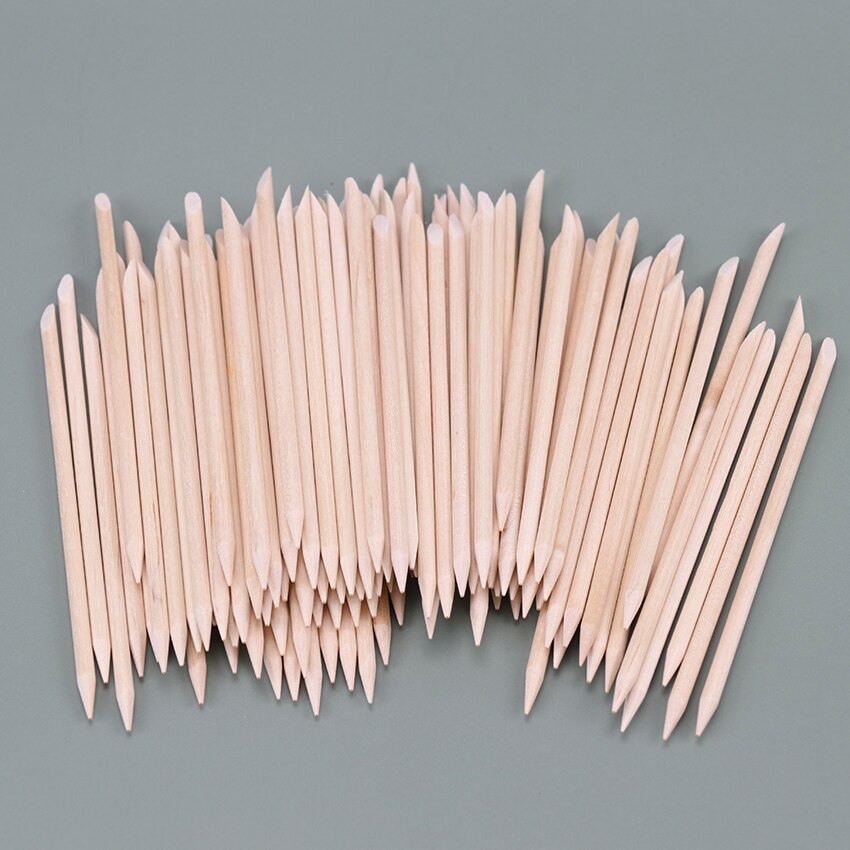 Natural Wooden Cuticle Sticks 100 Pack by HitMyNeed