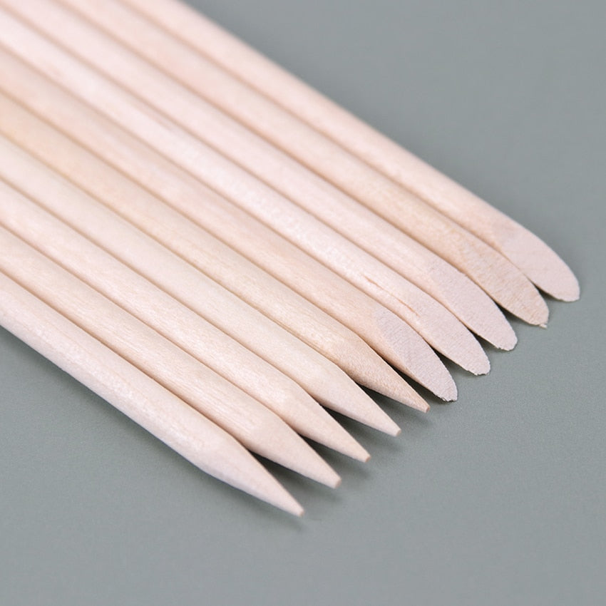 Natural Wooden Cuticle Sticks 100 Pack by HitMyNeed