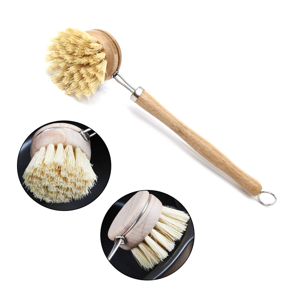 Natural Wooden Dish Brush with Handle 24cm by HitMyNeed