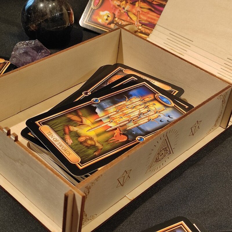 Natural Wooden Tarot Card Storage Box by HitMyNeed