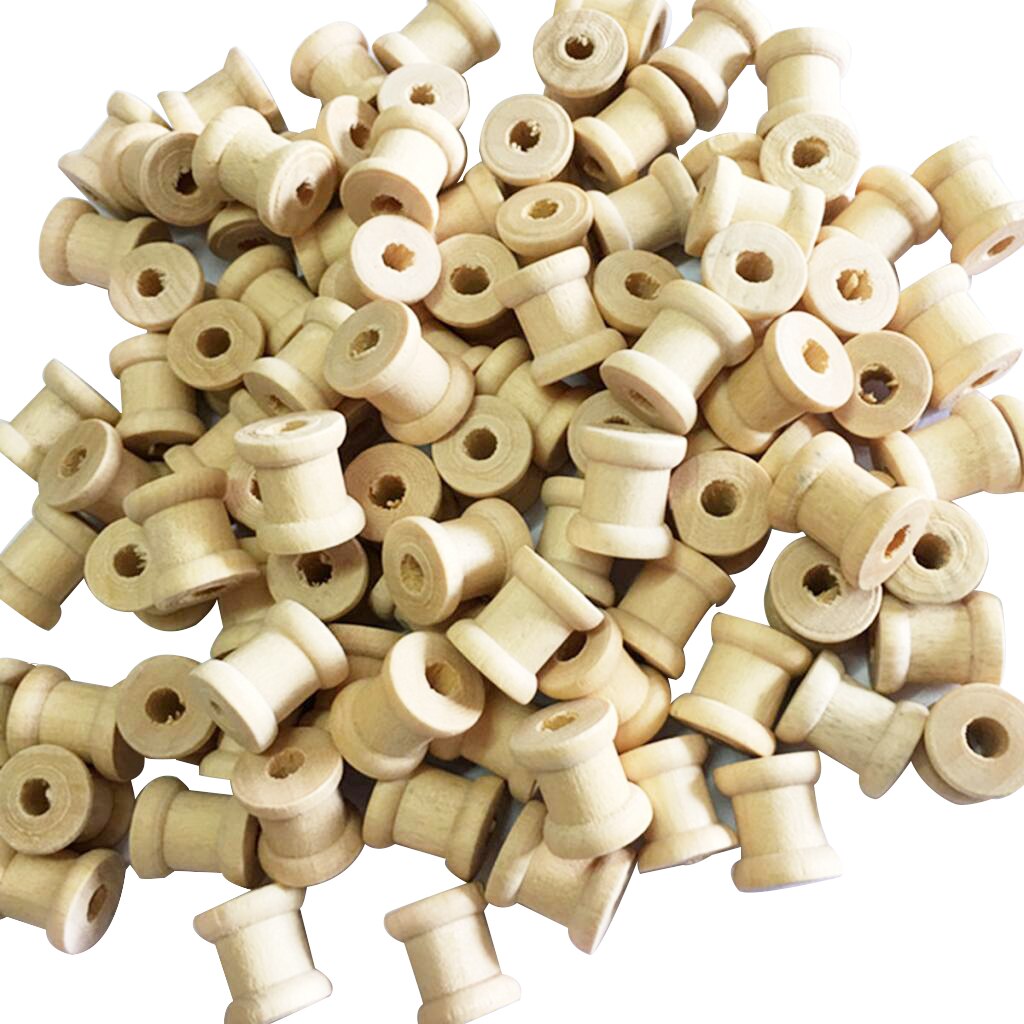 Natural Wooden Thread Spools 100 Pack by HitMyNeed