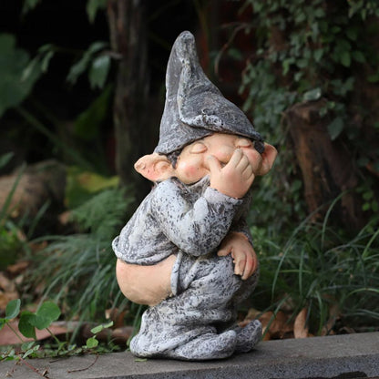 Naughty Garden Gnome Resin Figurine Ornament by HitMyNeed