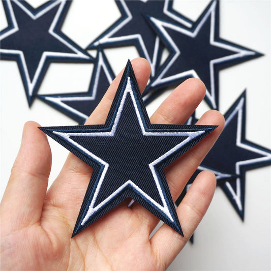 Navy Blue Star Iron-On Patches, 9cm (10 Pack) by HitMyNeed