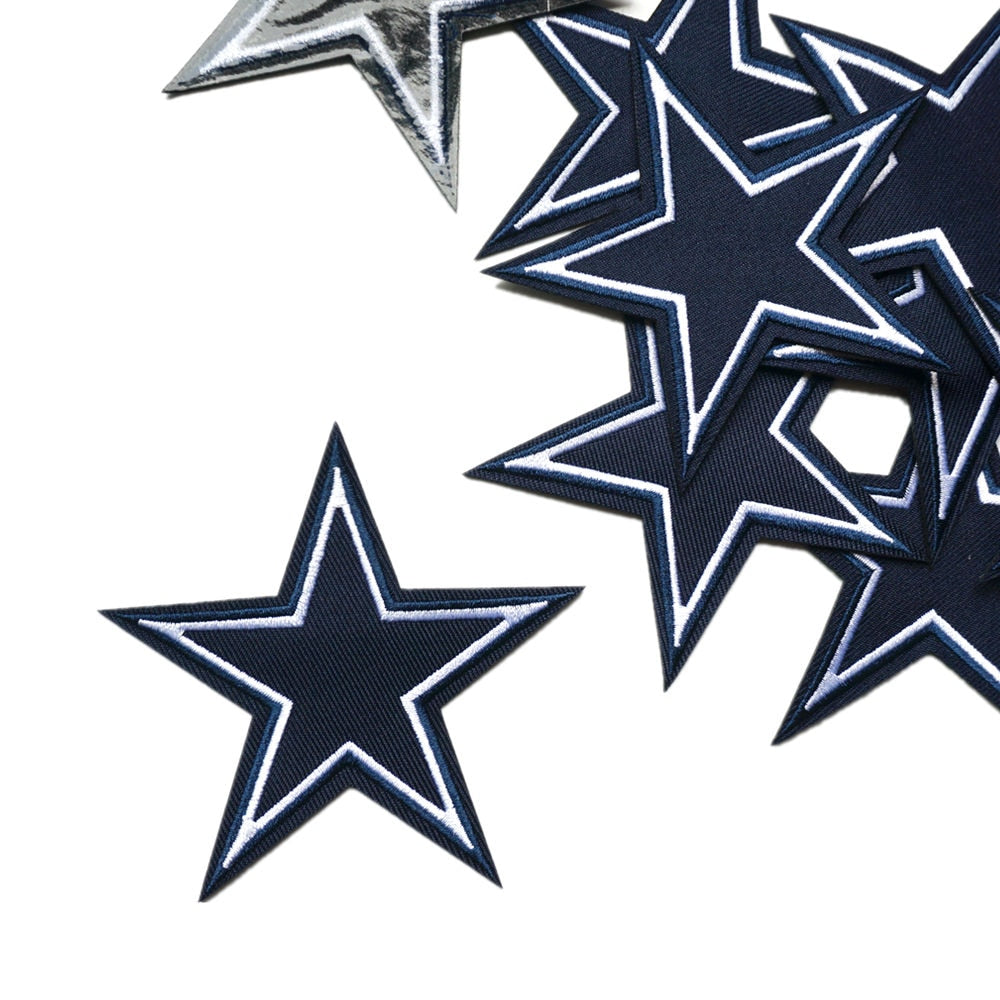 Navy Blue Star Iron-On Patches, 9cm (10 Pack) by HitMyNeed