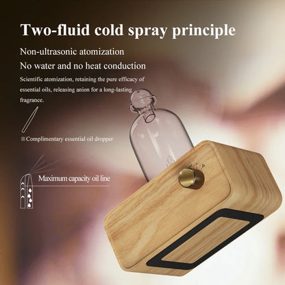 Nebulizing Waterless Essential Oil Diffuser Wood & Glass by HitMyNeed