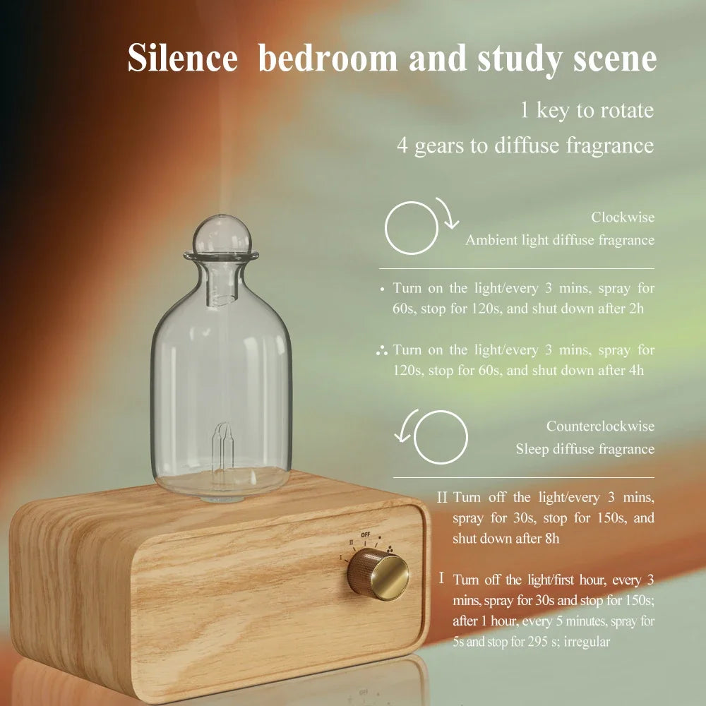 Nebulizing Waterless Essential Oil Diffuser Wood & Glass by HitMyNeed