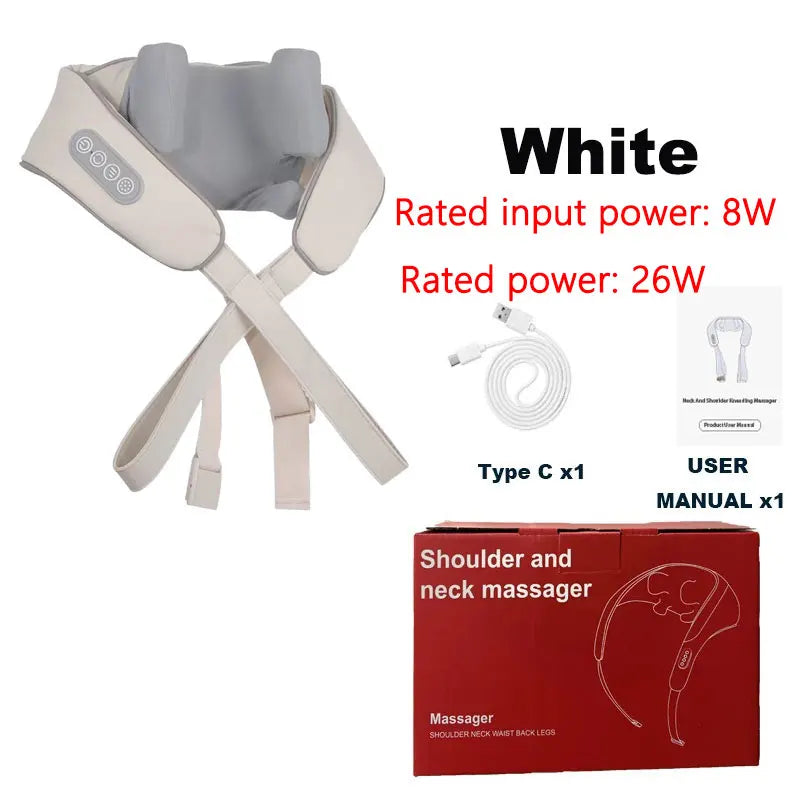 Neck and Shoulder Massage Shawl with Heat gen2-white by HitMyNeed