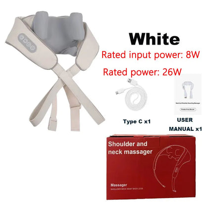 Neck and Shoulder Massage Shawl with Heat gen2-white by HitMyNeed