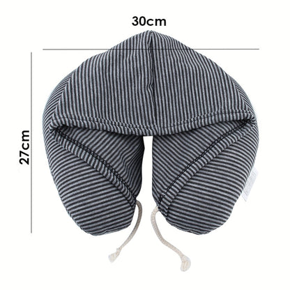 Neck Travel Pillow with Hood and Drawstring by HitMyNeed