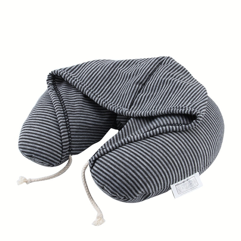 Neck Travel Pillow with Hood and Drawstring by HitMyNeed