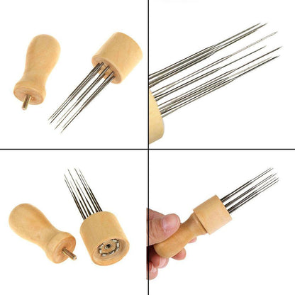 Needle Felting Tool with Wooden Handle, 8 Needles by HitMyNeed