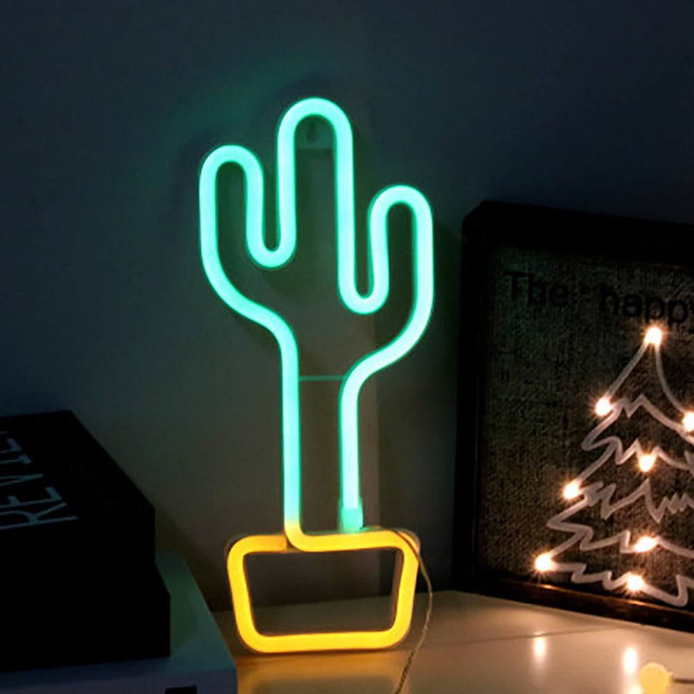 Neon LED Cactus Night Light with USB and Battery Power by HitMyNeed