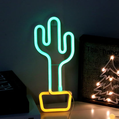 Neon LED Cactus Night Light with USB and Battery Power by HitMyNeed