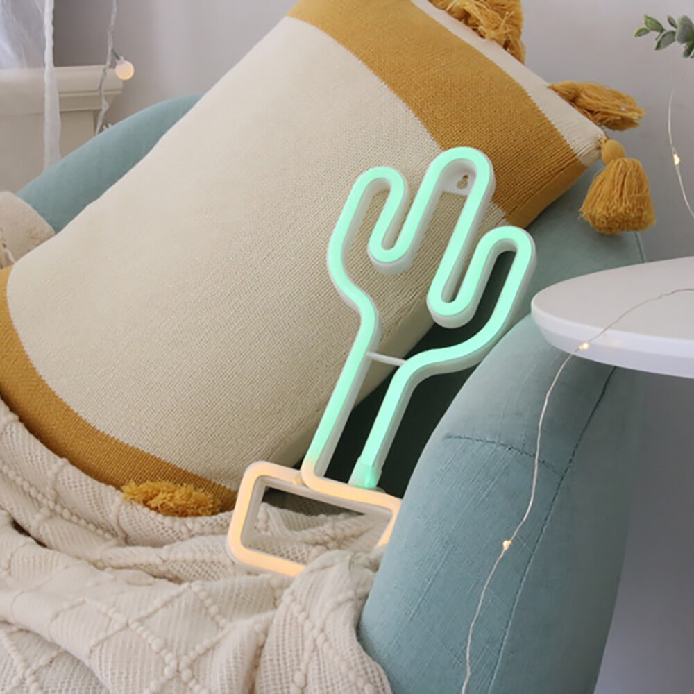 Neon LED Cactus Night Light with USB and Battery Power by HitMyNeed