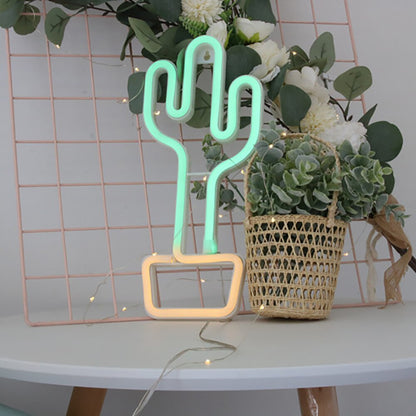 Neon LED Cactus Night Light with USB and Battery Power by HitMyNeed