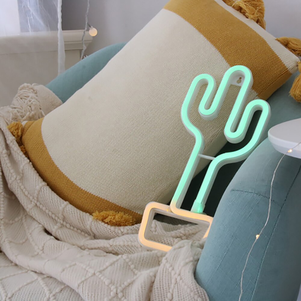 Neon LED Cactus Night Light with USB and Battery Power by HitMyNeed