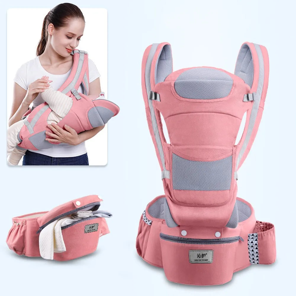 Newborn Ergonomic Baby Carrier with Hip Seat cherry-pink-seasons by HitMyNeed