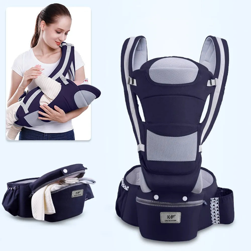 Newborn Ergonomic Baby Carrier with Hip Seat drak-blue-seasons by HitMyNeed