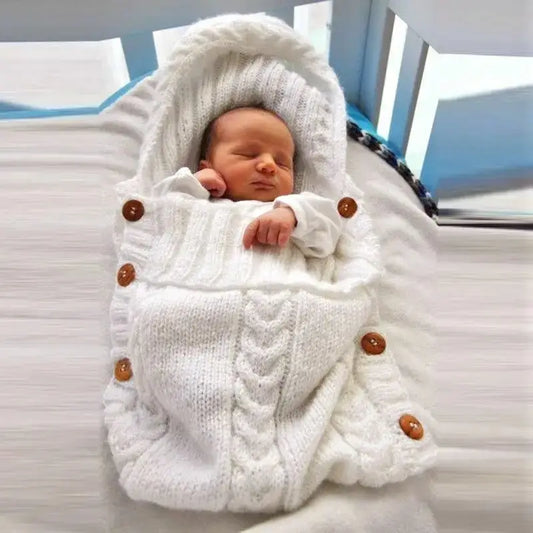 Newborn Knit Swaddle Wrap Blanket 0-24 Months white by HitMyNeed