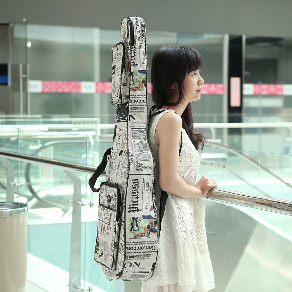 Newsprint Acoustic Guitar Gig Bag, 40" Oxford Case by HitMyNeed