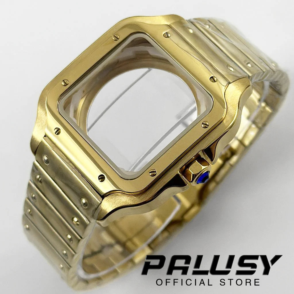 NH35 38mm Square Santos-Style Watch Case 316L gold by HitMyNeed
