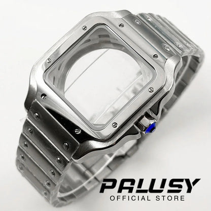 NH35 38mm Square Santos-Style Watch Case 316L silver by HitMyNeed