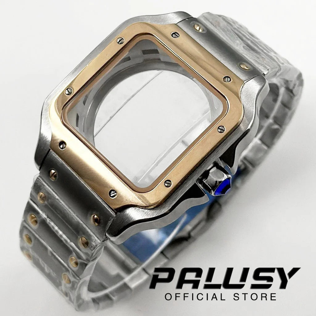 NH35 38mm Square Santos-Style Watch Case 316L silver-rose-gold by HitMyNeed