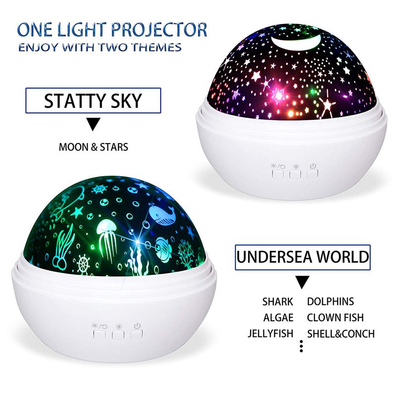 Night Light Rotating Projector with Star & Ocean Themes by HitMyNeed