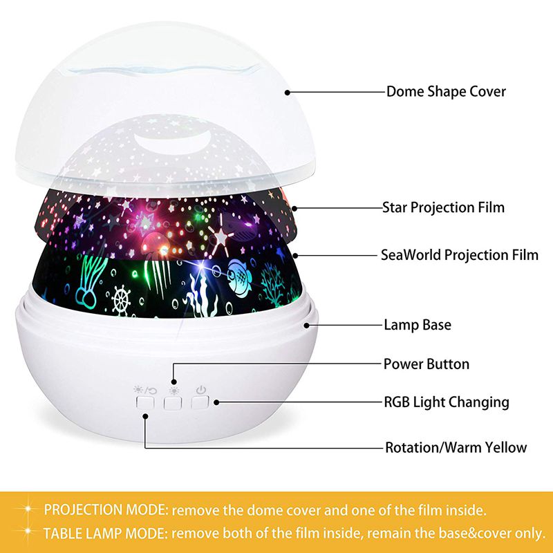 Night Light Rotating Projector with Star & Ocean Themes by HitMyNeed