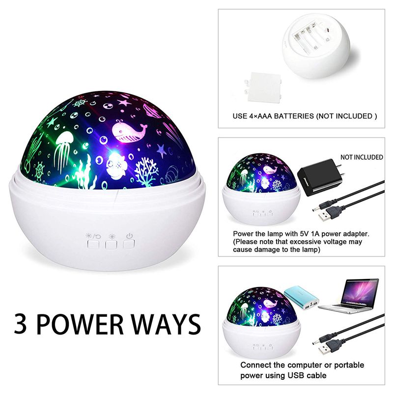 Night Light Rotating Projector with Star & Ocean Themes by HitMyNeed