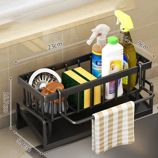 No-Drill Kitchen Sink Rack with Drainage Shelf black by HitMyNeed